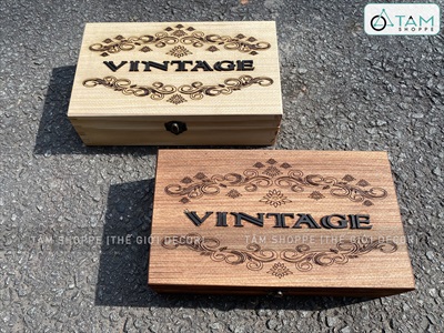 Rương gỗ Vintage chữ nổi [Hàng chuẩn - Vân gỗ đẹp] KT 25x14x8cm RUONG-GO-02